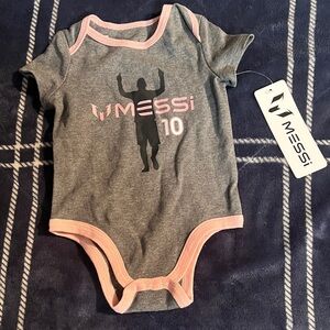 Messi 0-3 months Brand New With Tags Gray and Pink baby One Piece